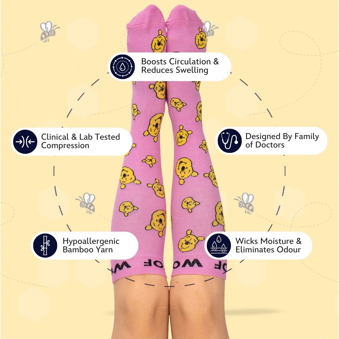 Disney’s Winnie the Pooh and Friends Bamboo Compression Socks, Hundred Acre Smiles