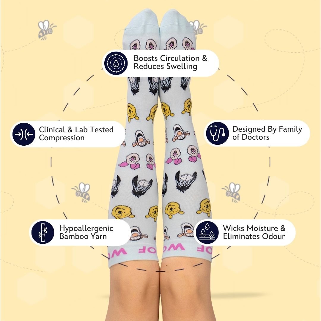 Disney’s Winnie the Pooh and Friends Bamboo Compression Socks, Hundred Acre Smiles