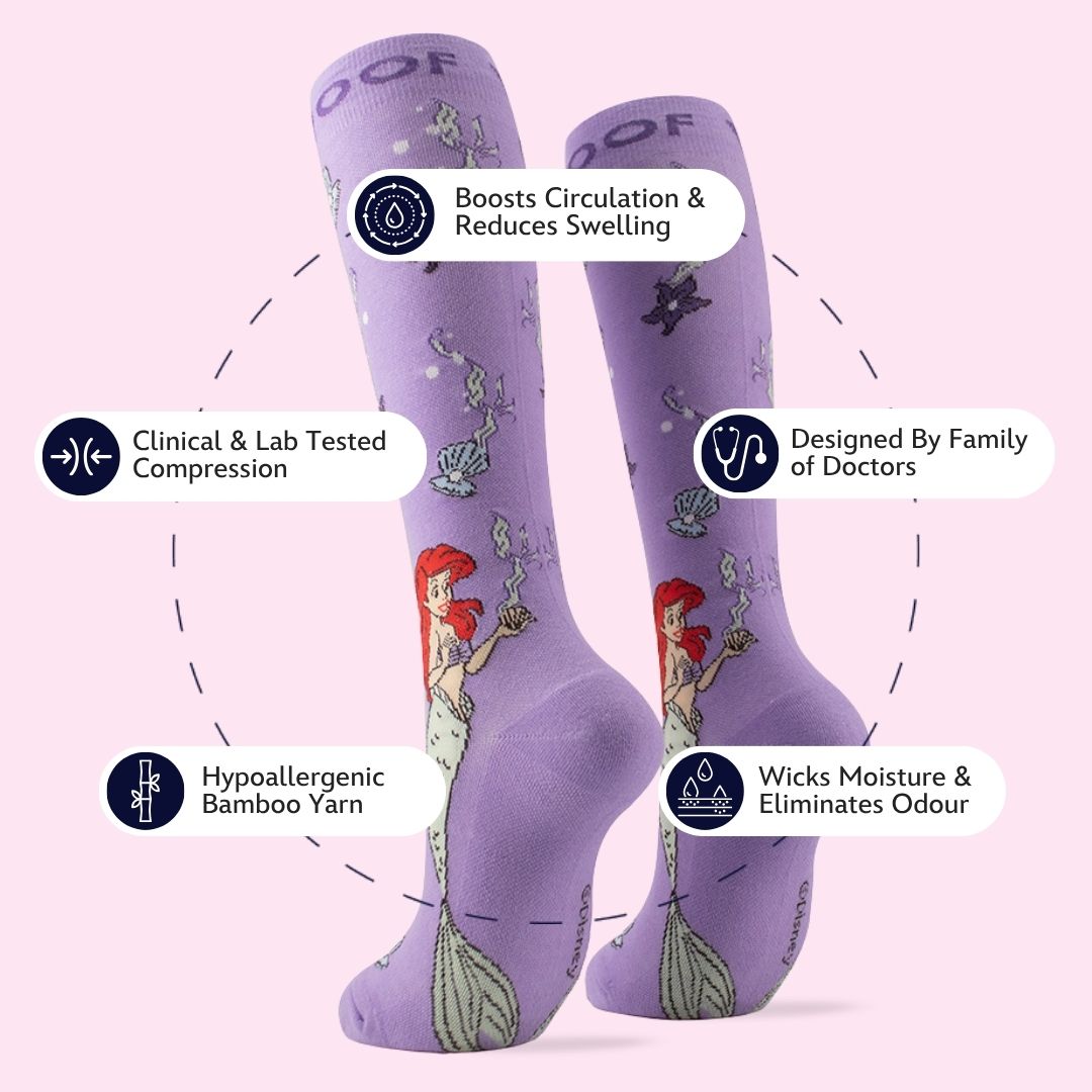 Disney's The Little Mermaid Bamboo Compression Socks, Ariel