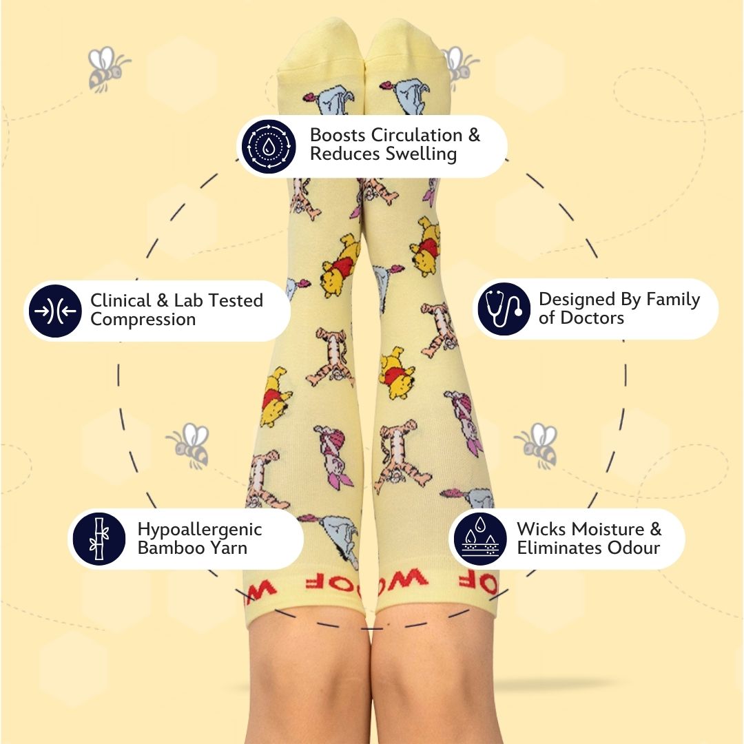 Disney’s Winnie the Pooh and Friends Bamboo Compression Socks, Best Friends