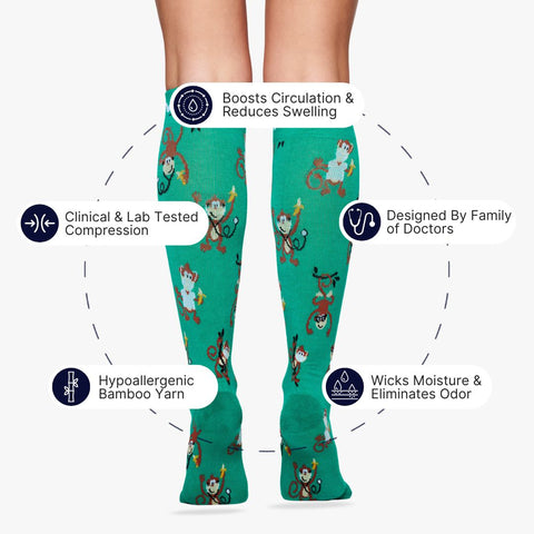Monkeying Around Bamboo Compression Socks