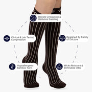 Pinstripe Bamboo Compression Socks