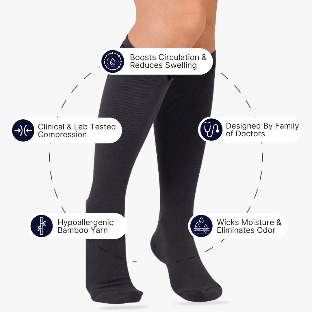 Shadow Grey Bamboo Compression Socks