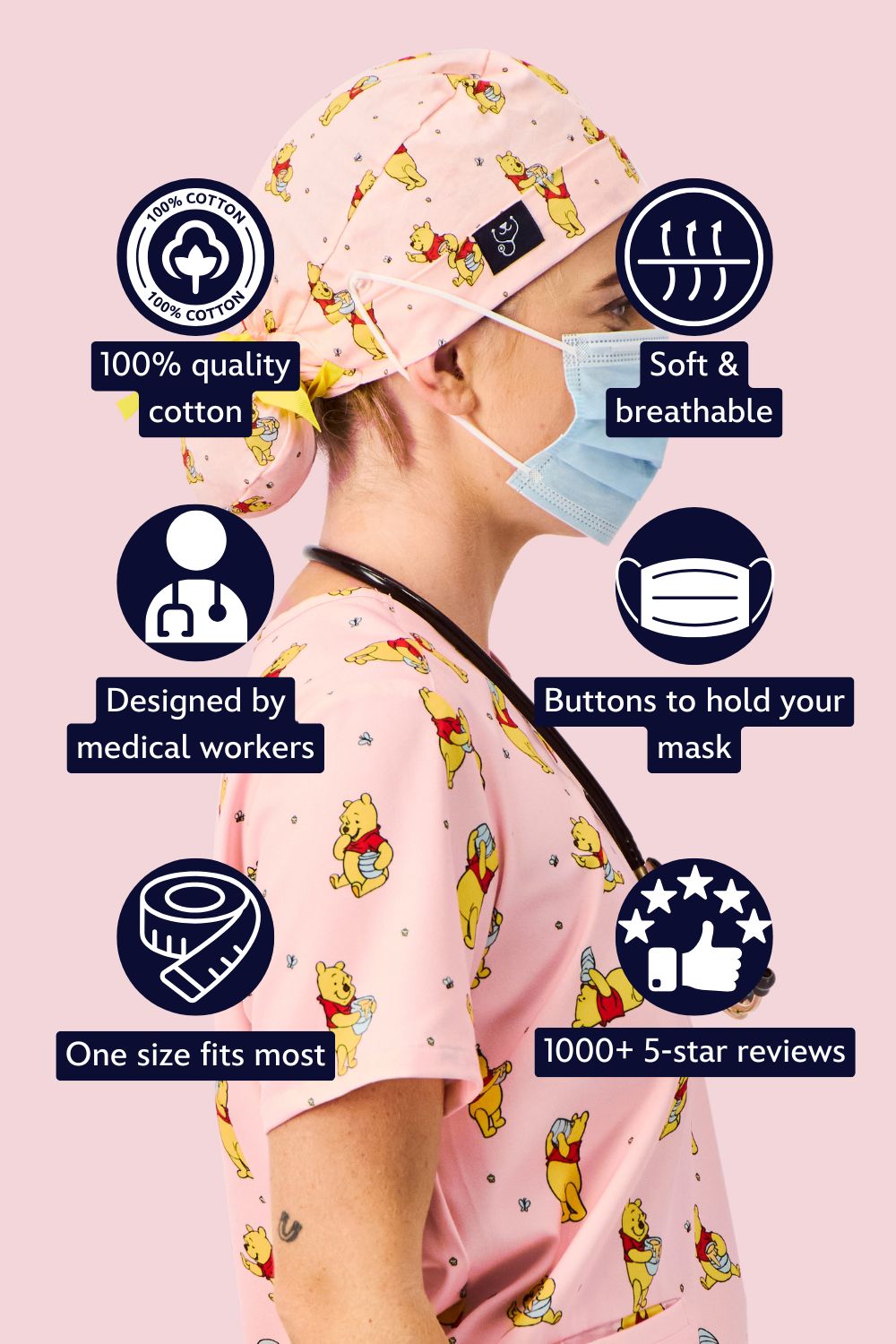 Disney’s Winnie the Pooh Scrub Cap, Honey Pot