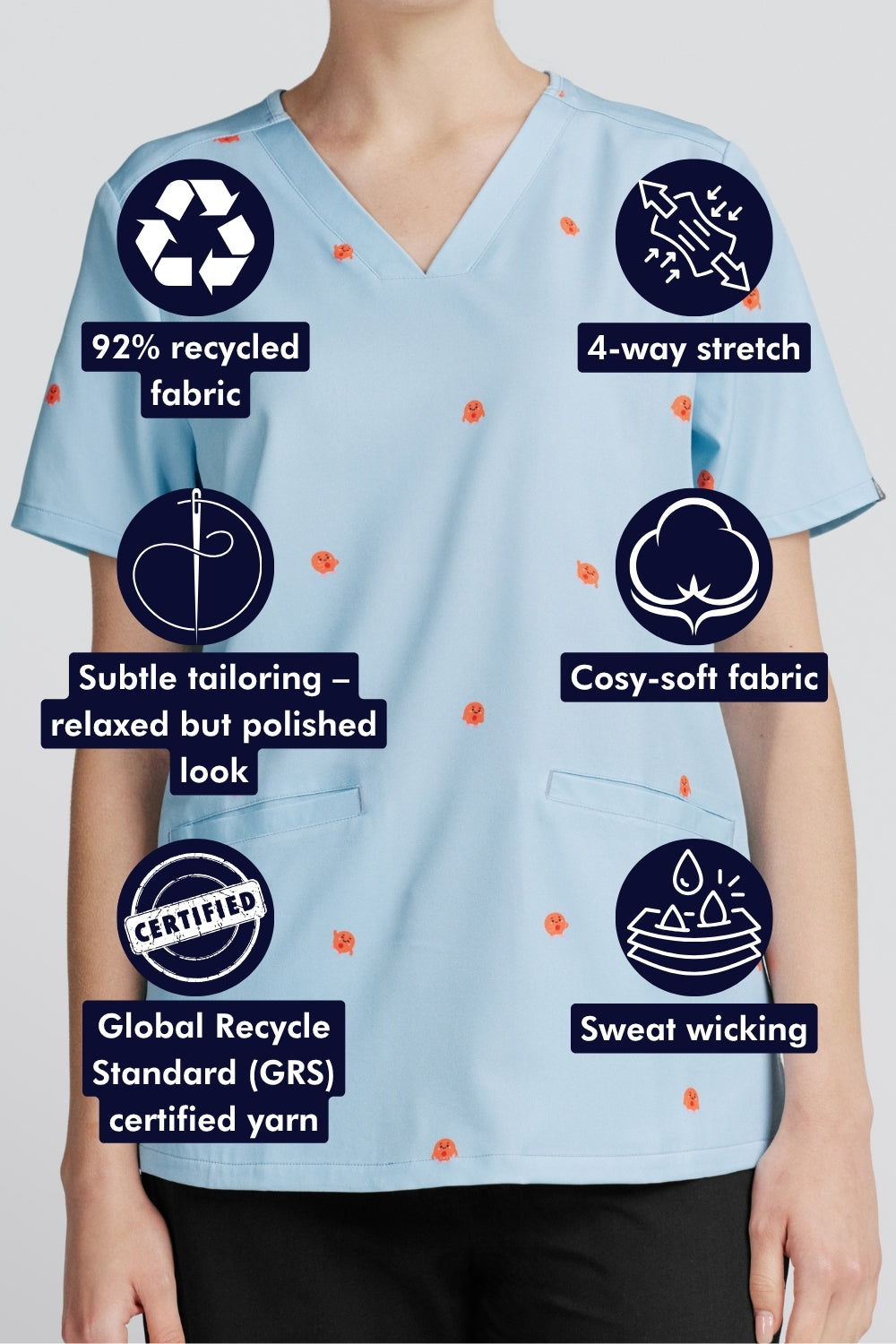 Organelles Universe Women’s 3-Pocket Scrub Top, Epo Blood Cells