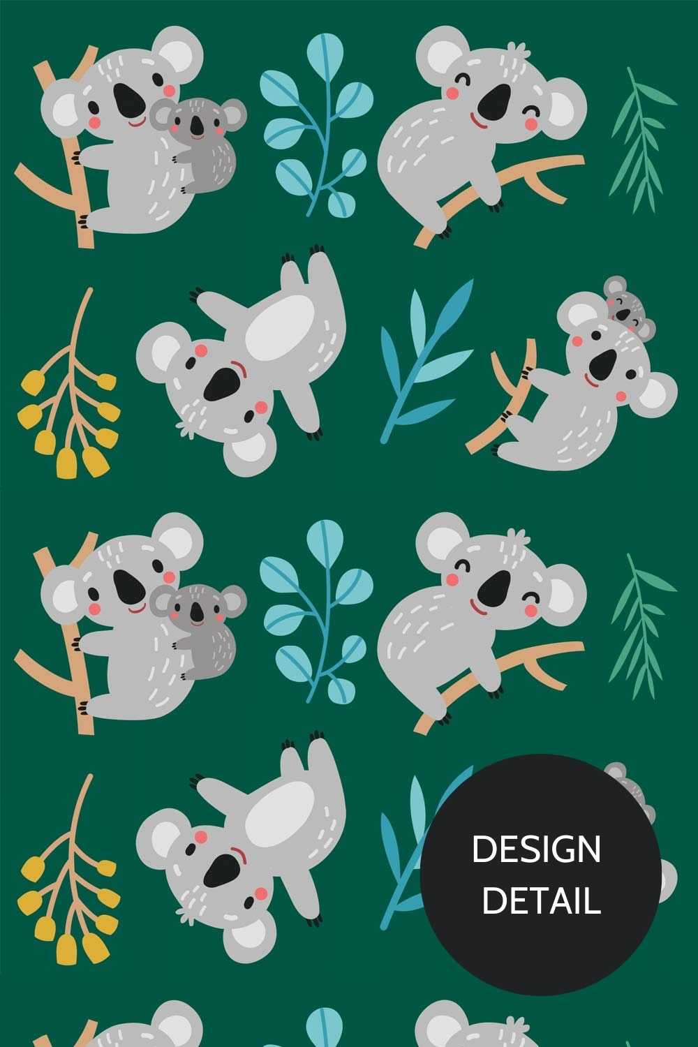 Dr. Woof Koalas Surgical Scrub Cap Design Closeup 